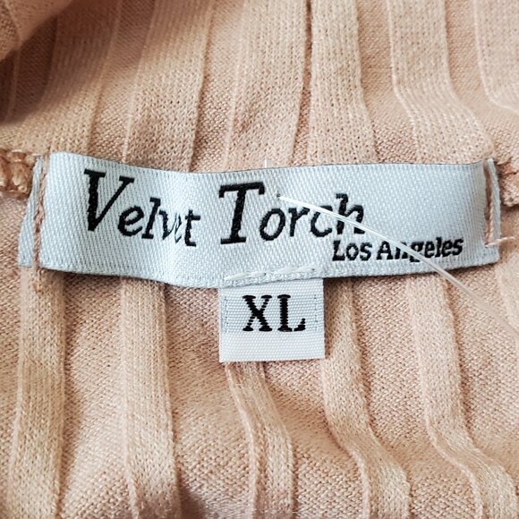 Velvet Torch Women's Khaki Ruched Ribbed Knot Long Sleeve Mini Dress SZ XL - Picture 4 of 8